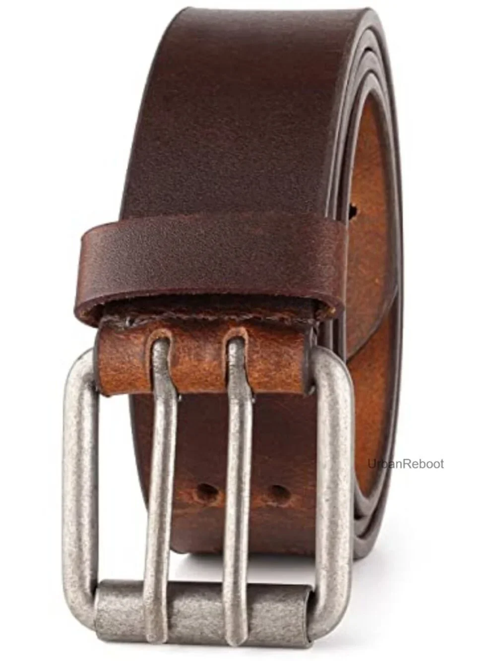 Men's Full Grain Leather Heavy Duty Belt with Steel Roller Buckle